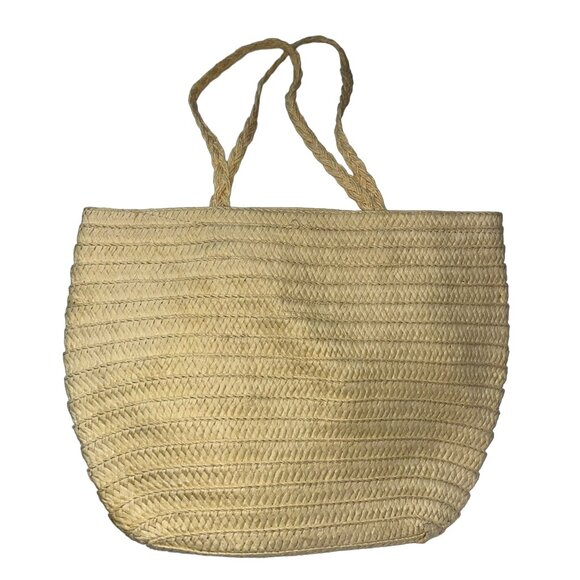 J. Crew straw watermelon fruit sequins embellished straw tote bag 14x10" - Picture 3 of 6